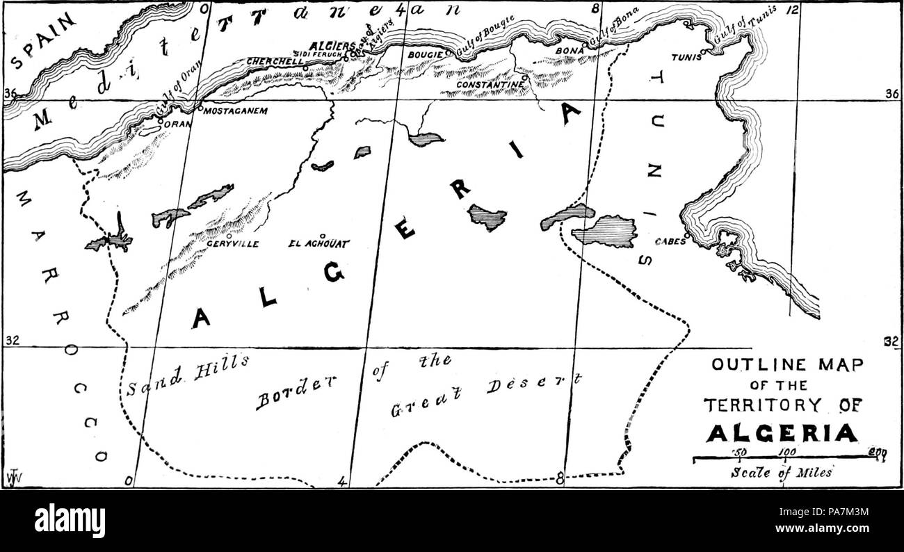 377 battaglie decisive poiché Waterloo-outline mappa del territorio di Algeria Foto Stock