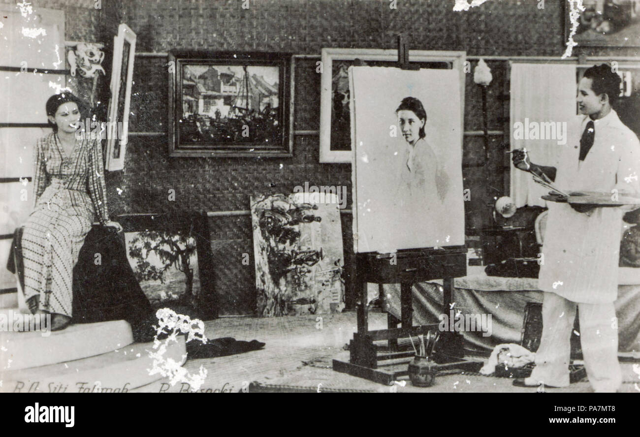 30 Basoeki pittura Minarsih, scena da Kedok Ketawa (1940) (ritagliate) Foto Stock