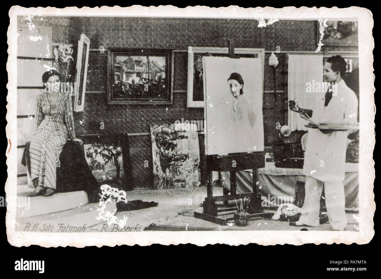 30 Basoeki pittura Minarsih, scena da Kedok Ketawa (1940) Foto Stock