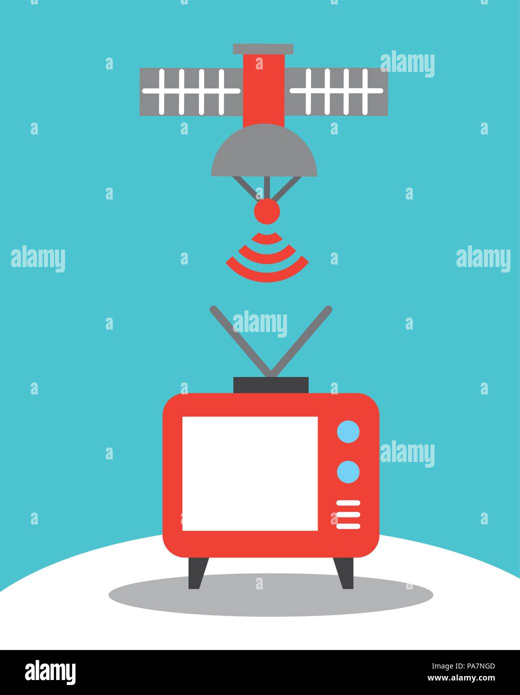 Le news Comunicazione di segnale satellitare Televisione illustrazione vettoriale Illustrazione Vettoriale