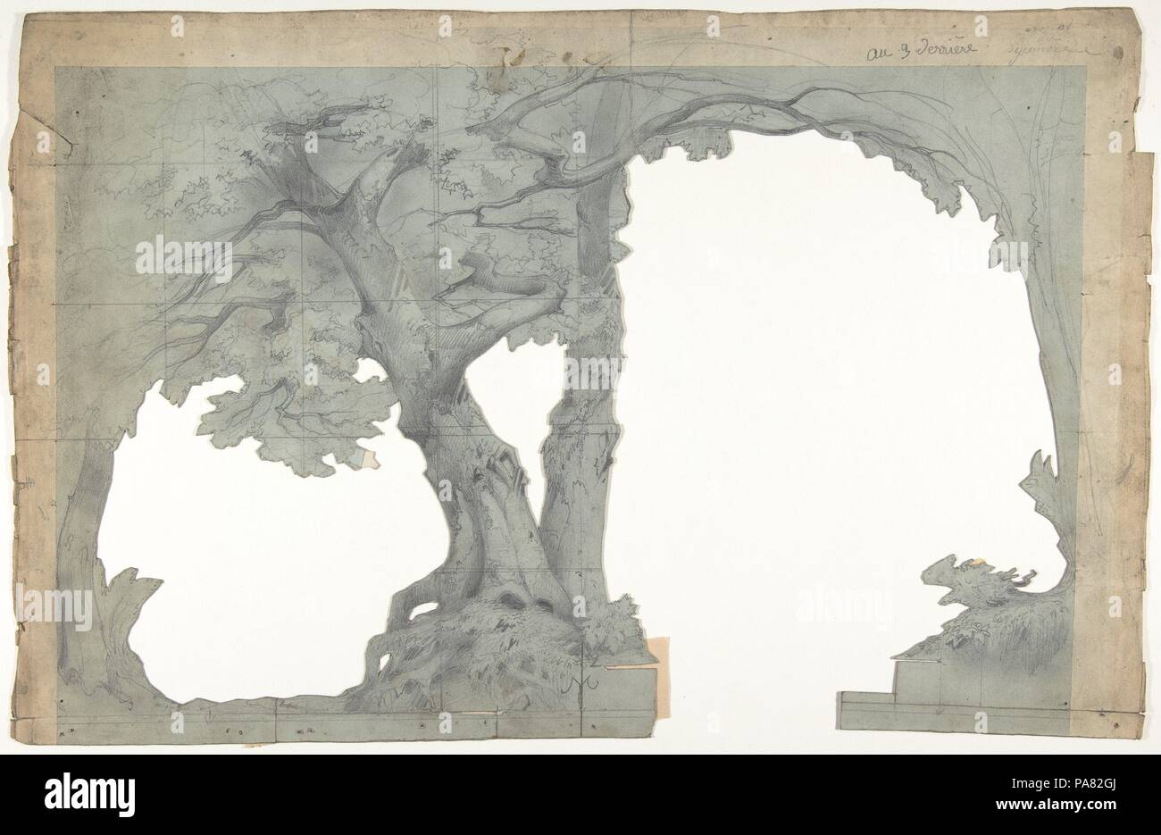 Design per una scenografia all'Opéra di Parigi. Artista: Eugène Cicéri (francese, Parigi 1813-1890 Fontainebleau). Dimensioni: foglio irregolare: 12 7/16 x 19 1/2 in. (31,6 x 49,5 cm). Data: 1825-90. Museo: Metropolitan Museum of Art di New York, Stati Uniti d'America. Foto Stock