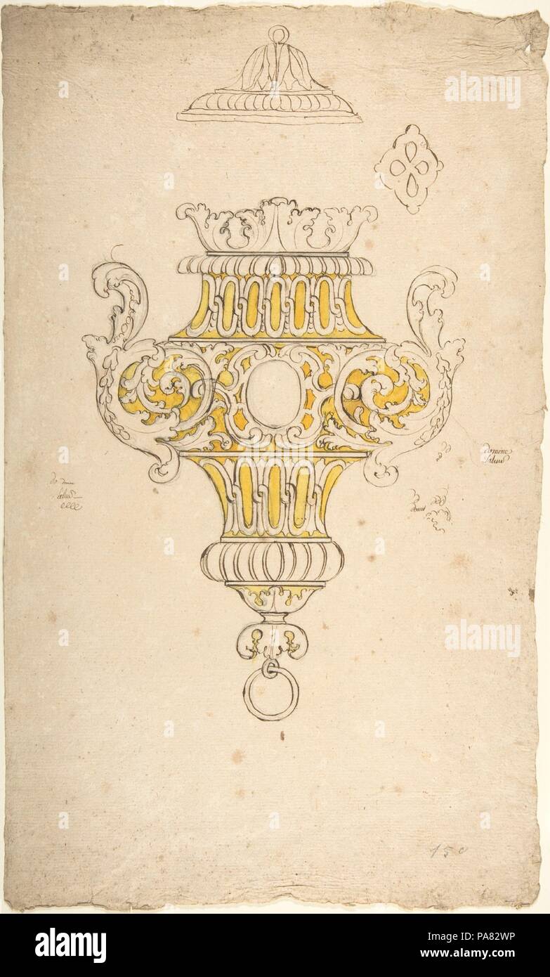 Design per appendere un vaso o lampada. Artista: Anonimo, Italiano, XVIII secolo. Dimensioni: 16-3/8 x 9-3/4 in. Data: XVIII secolo. Museo: Metropolitan Museum of Art di New York, Stati Uniti d'America. Foto Stock