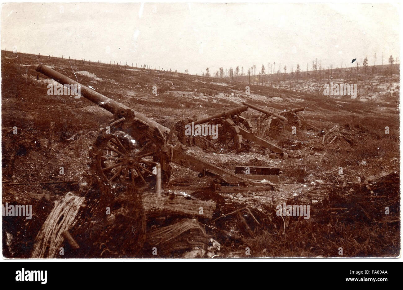 96 Frech pistola lungo il superamento della batteria a Verdun (vista alternativa) Foto Stock