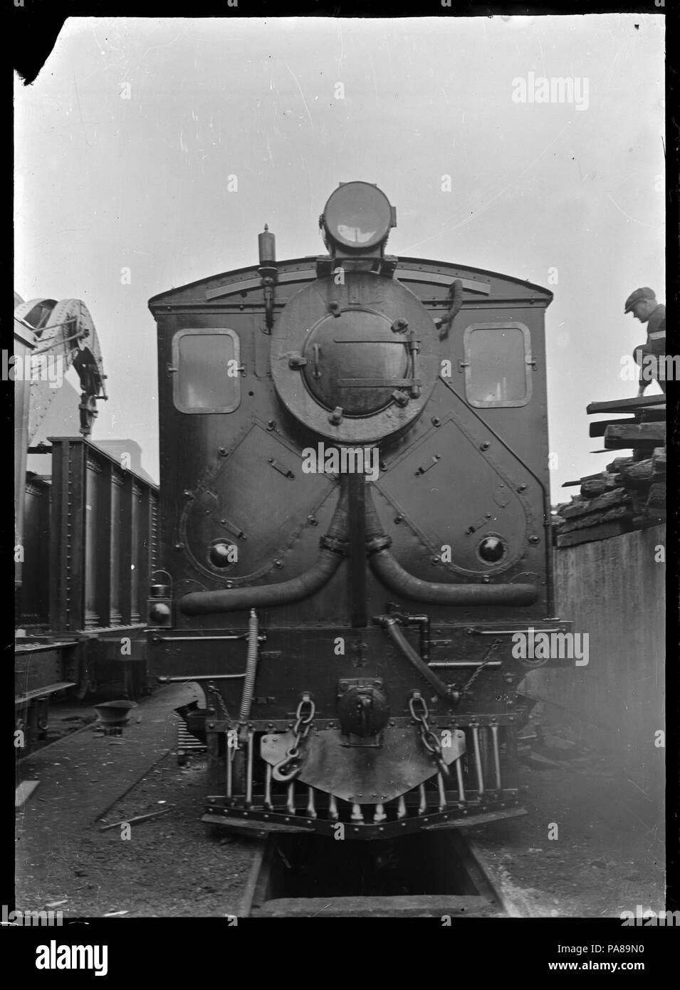 97 vista frontale del "D" 1 locomotiva a vapore (Clayton, 0-4-0tipo T), circa 1929 ATLIB 314702 Foto Stock