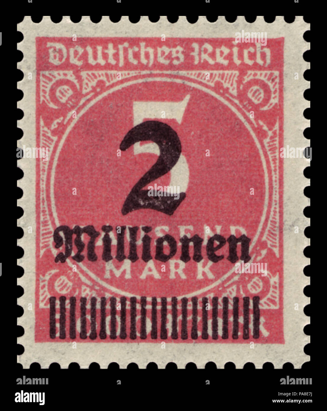69 DR 1923 312A Ziffern im Kreis mit Posthorn mit Aufdruck Foto Stock