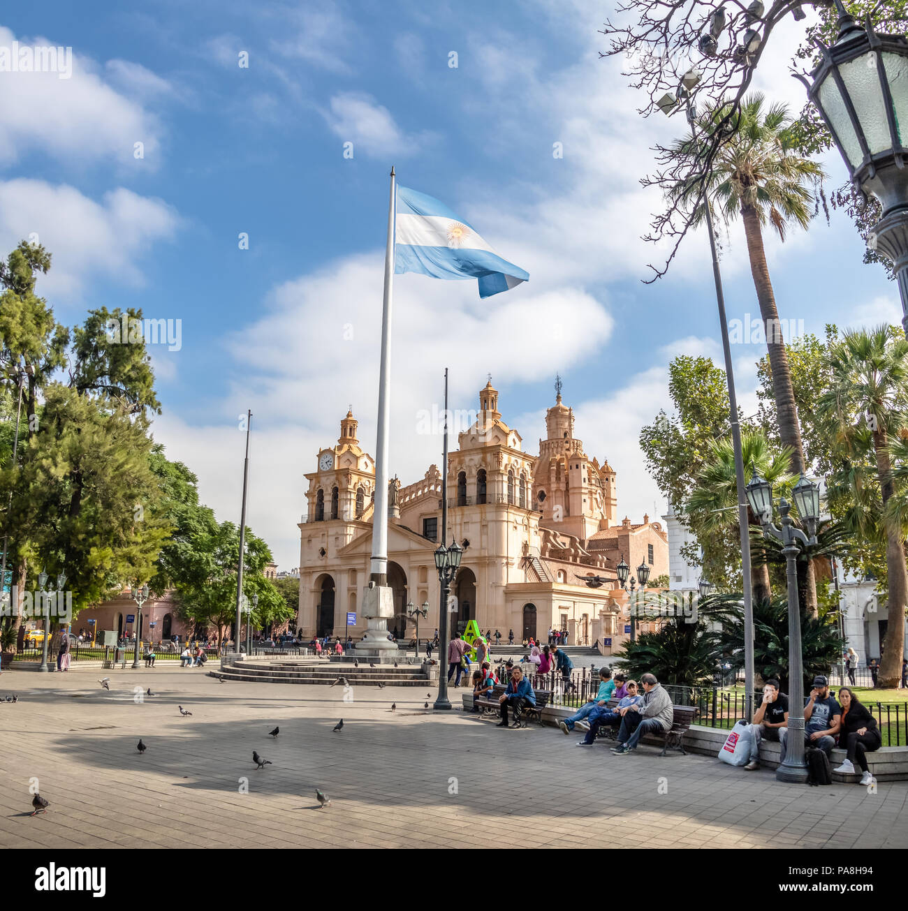 Piazza San Martin e Cattedrale di Cordoba - Cordoba, Argentina Foto Stock