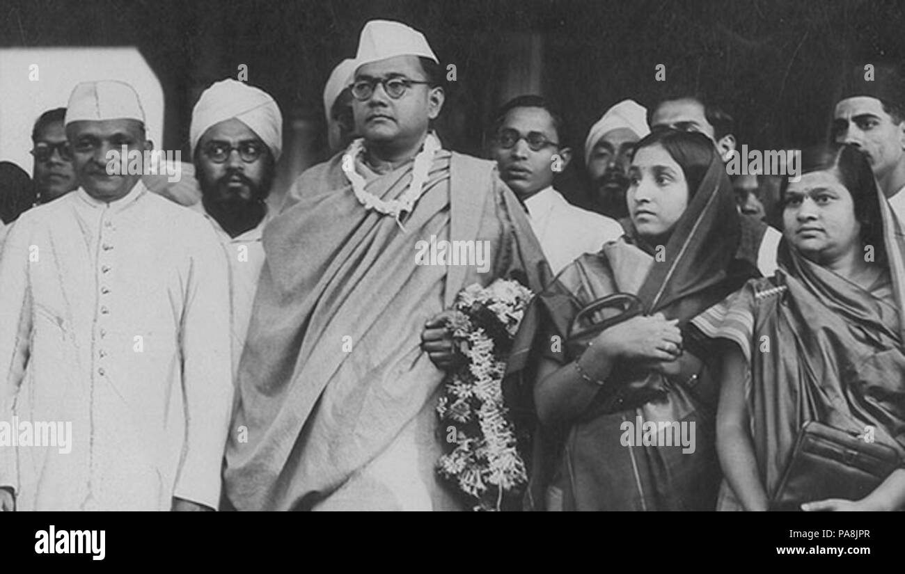 122 Subhash Chandra Bose con le persone Foto Stock