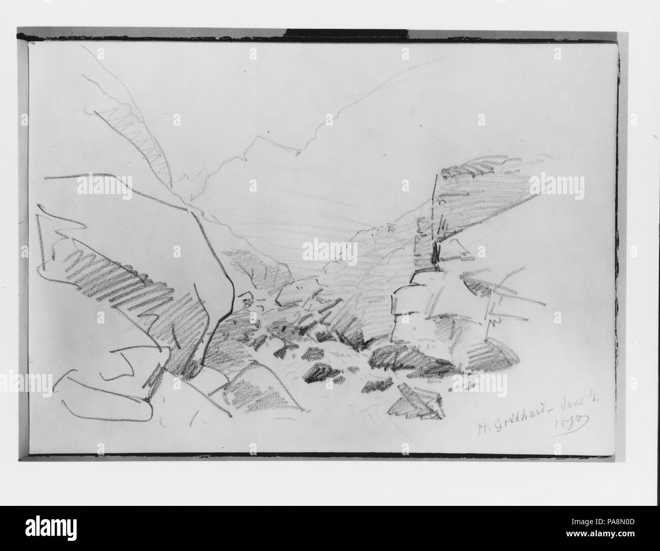 San Gottardo (dalla Svizzera 1870 Sketchbook). Artista: John Singer Sargent (American, Firenze 1856-1925 Londra). Dimensioni 8 x 11 1/8 in. (20,3 x 28,3 cm). Data: 4 giugno 1870. Museo: Metropolitan Museum of Art di New York, Stati Uniti d'America. Foto Stock