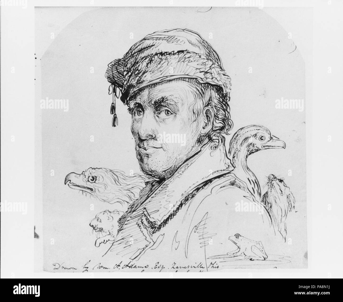 Hunter (da McGuire Scrapbook). Artista: William Apthorp Adams (1797-1878). Dimensioni: 7 9/16 x 7 5/8 in. (19,2 x 19,4 cm). Data: 1797-1878. Museo: Metropolitan Museum of Art di New York, Stati Uniti d'America. Foto Stock