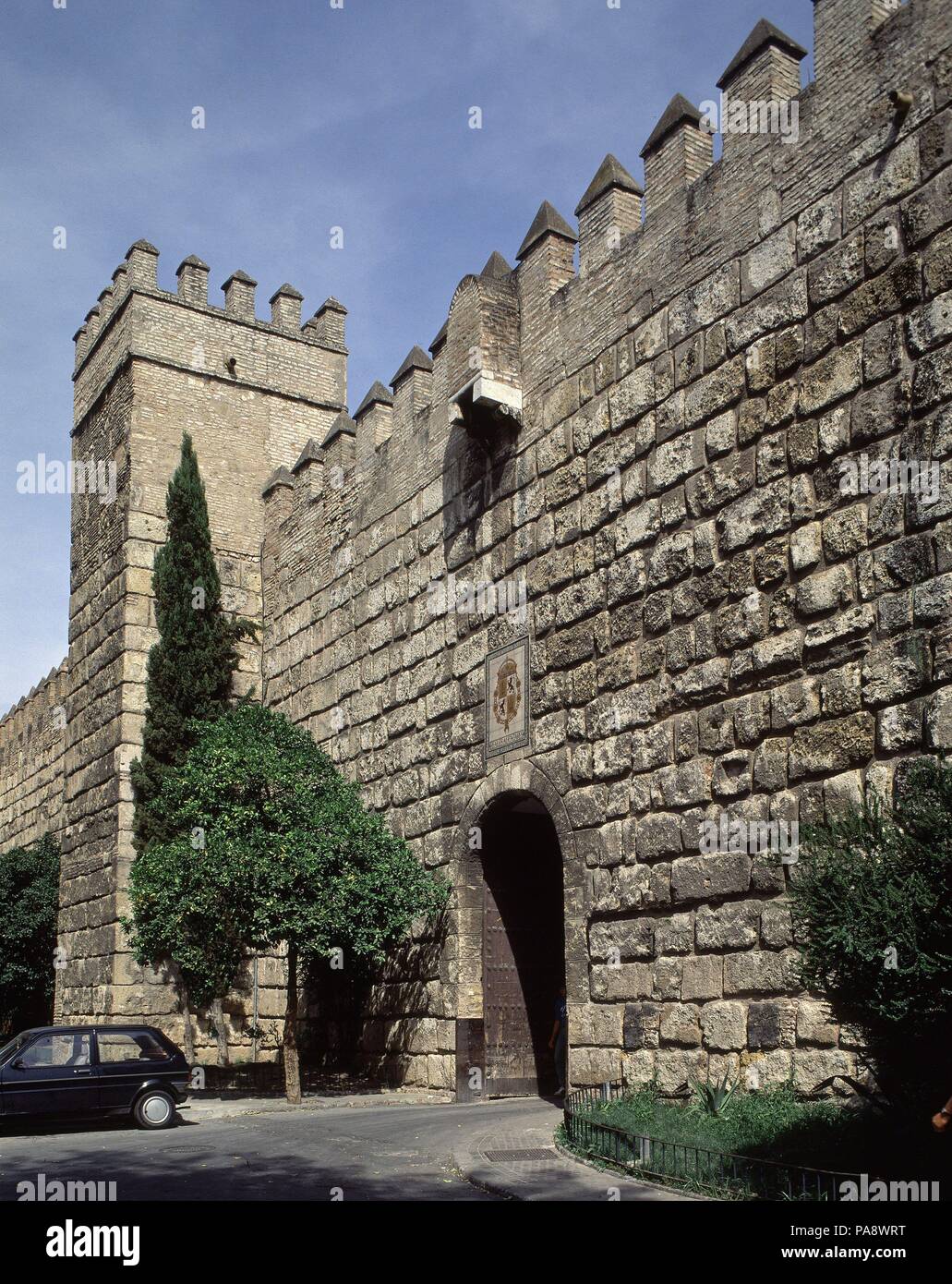 DAR EL IMAR- PUERTA DE entrada al recinto. Posizione: Reales Alcazares, Sevilla, Sevilla, Spagna. Foto Stock