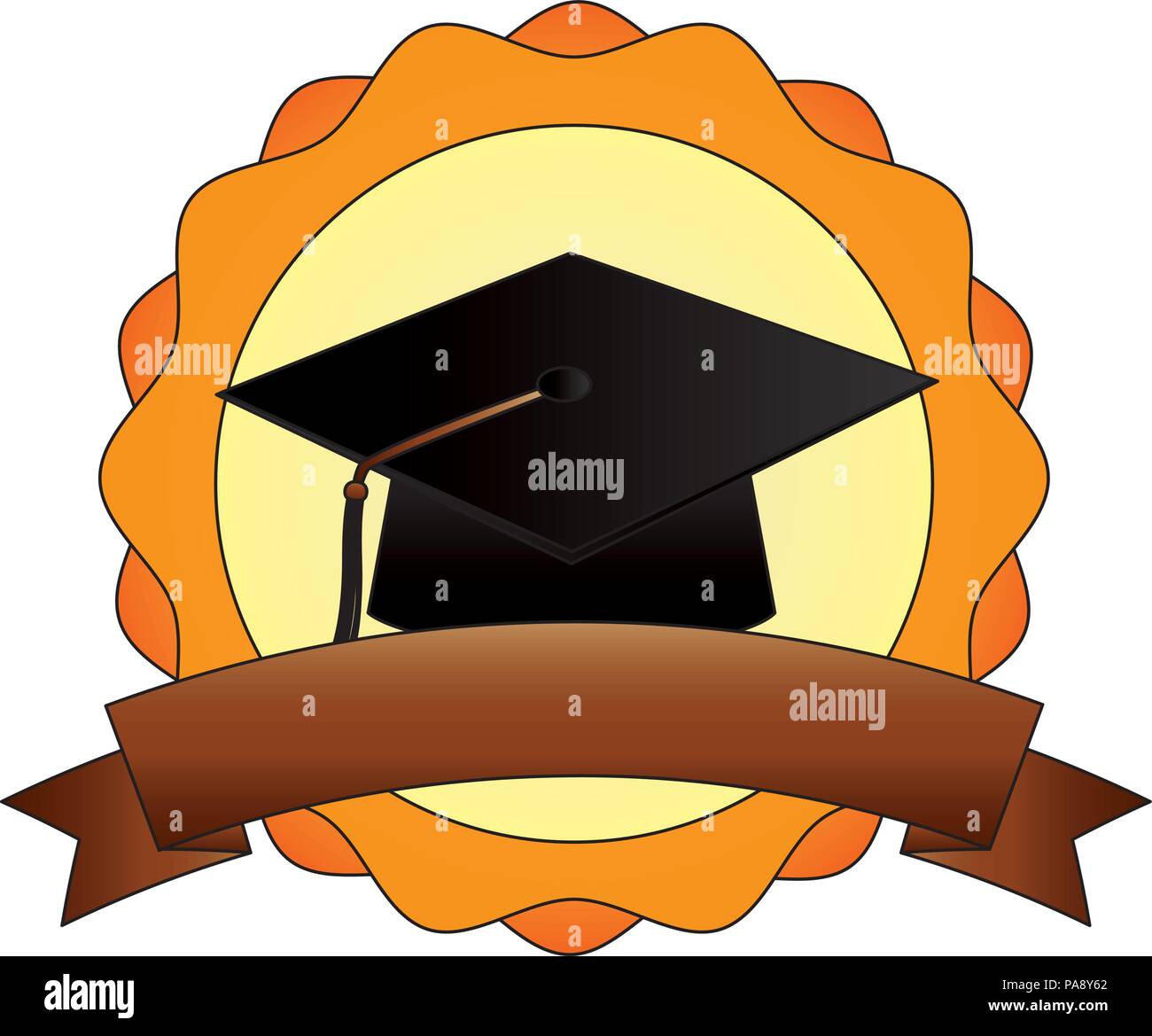 Hat graduazione emblema di tenuta Illustrazione Vettoriale
