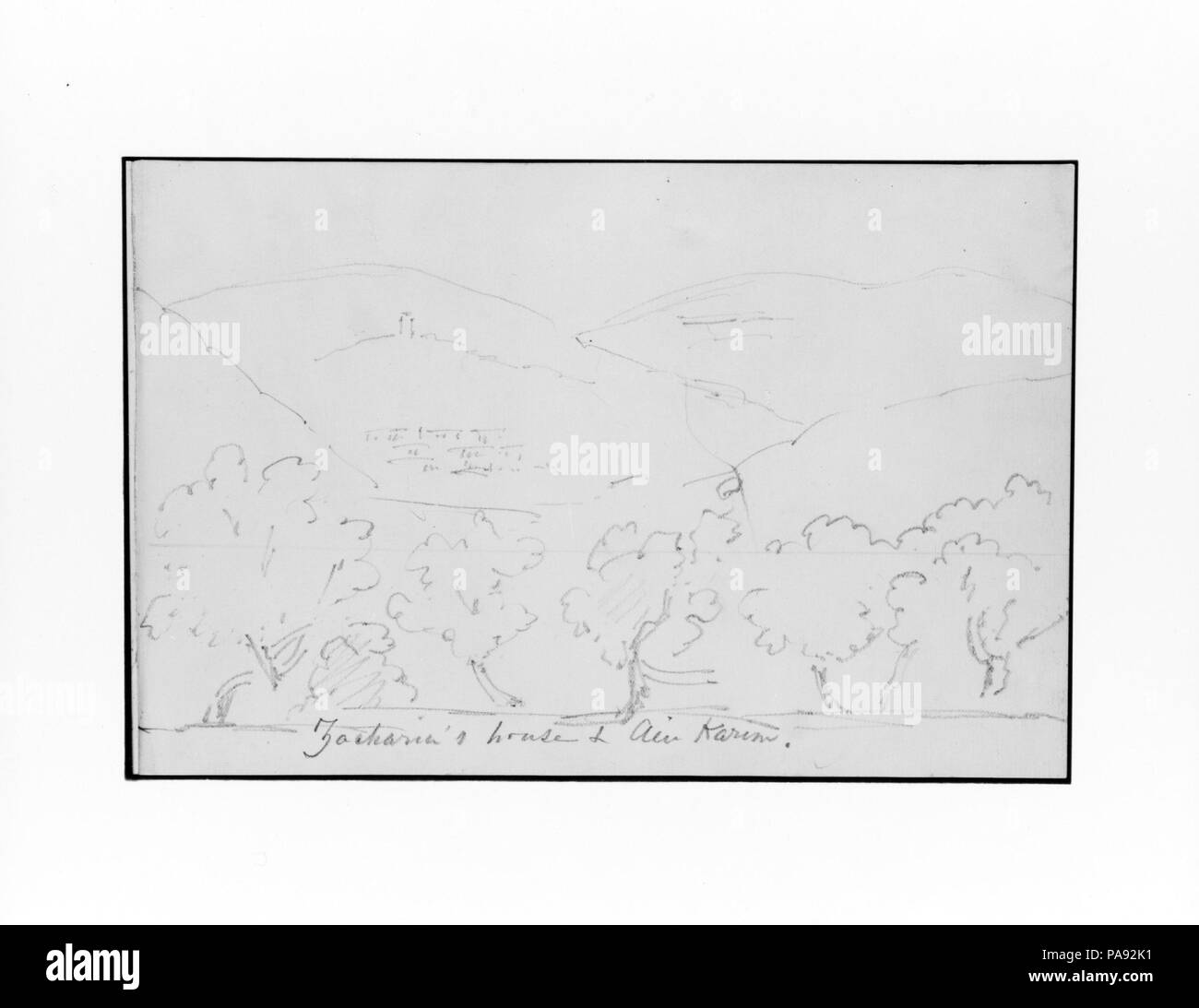 Casa di Zaccaria e Ein Karem (da Sketchbook). Artista: Maria Newbold Sargent (1826-1906). Dimensioni: 5 1/4 x 8 1/4 in. (13,3 x 21 cm). Data: 1904. Museo: Metropolitan Museum of Art di New York, Stati Uniti d'America. Foto Stock
