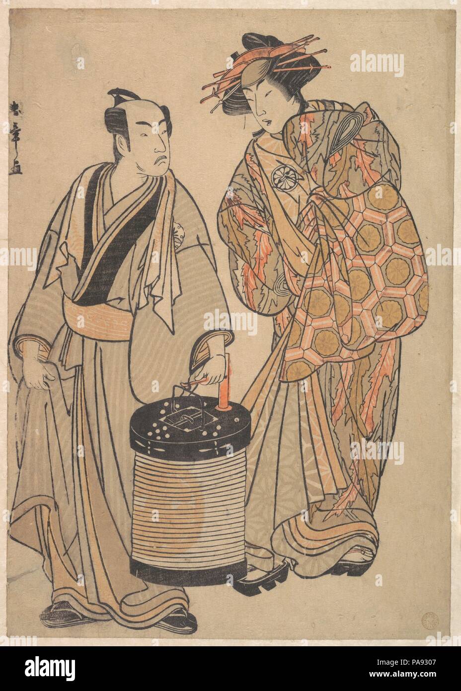 Il terzo Segawa Kikunojo come Oiran. Artista: Katsukawa Shunsho (giapponese, 1726-1792). Cultura: il Giappone. Dimensioni: H. 11 3/4 in. (29,8 cm); W. 8 1/4 in. (21 cm). Data: ca. 1776. Museo: Metropolitan Museum of Art di New York, Stati Uniti d'America. Foto Stock