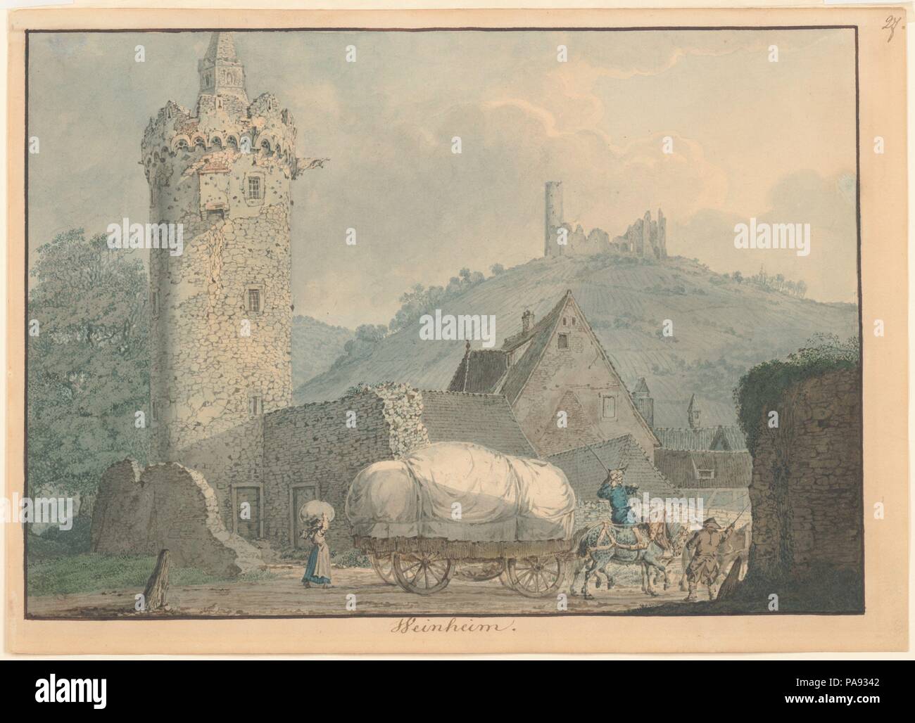 Vista di Weinheim sul fiume Neckar. Artista: Carl Philipp Fohr (tedesco, Heidelberg Roma 1795-1818). Dimensioni: foglio: 10 3/4 x 10 7/8 in. (27,3 x 27,6 cm). Data: 1800-1818. Museo: Metropolitan Museum of Art di New York, Stati Uniti d'America. Foto Stock