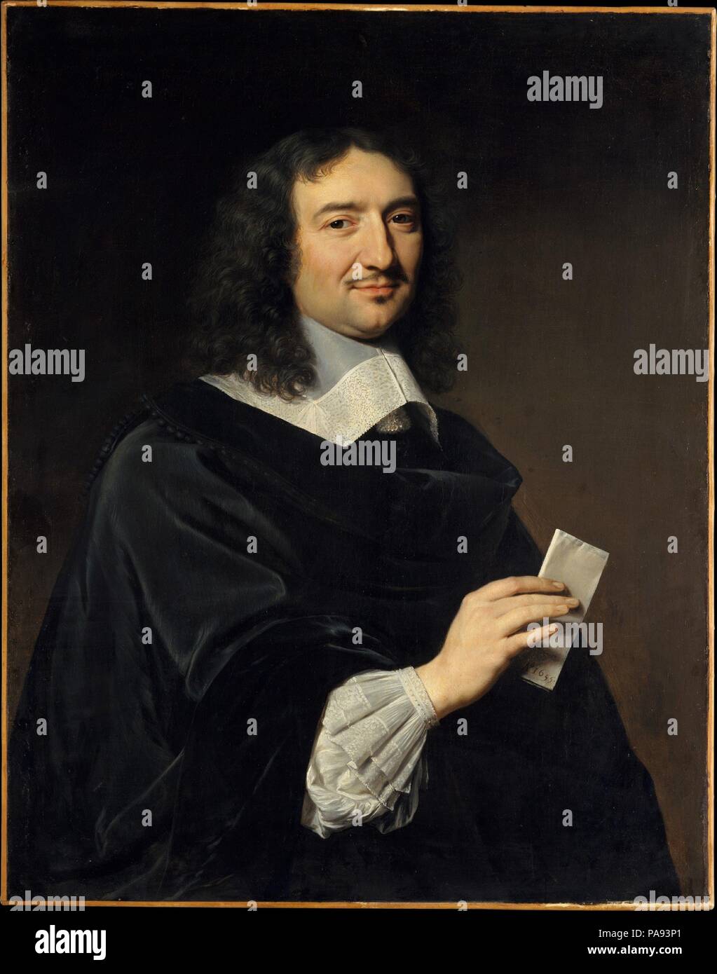 Jean-Baptiste Colbert (1619-1683). Artista: Philippe de Champaigne (francese, Bruxelles 1602-1674 Paris). Dimensioni: 36 1/4 x 28 1/2 in. (92,1 x 72,4 cm). Data: 1655. Nel 1651 Colbert entrato a far parte della famiglia del cardinale Mazzarino, consulente principale per la regina Anna d'Austria durante la minoranza di Luigi XIV (1638-1715), uno dei grandi collezionisti del xvii secolo. Dopo aver recuperato il cardinale's fortune, Colbert è entrato al servizio del re e, dieci anni dopo si sedette per questo ritratto, è stato nominato ministro delle finanze. Egli è stato determinante nella riforma delle arti per servire la monarchia. In 164 Foto Stock