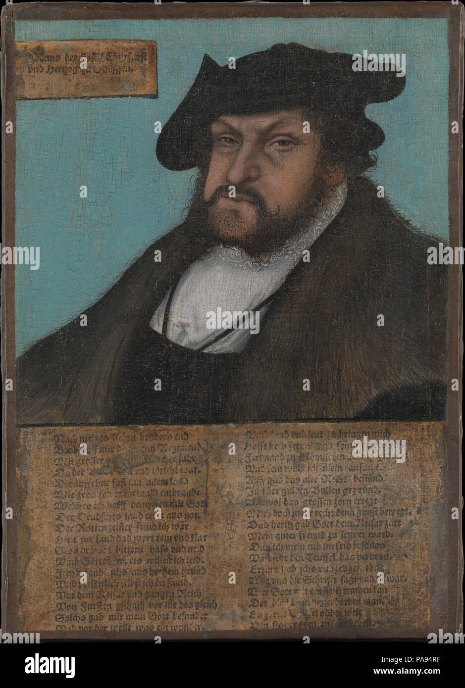 Johann I (1468-1532), la costante, Elettore di Sassonia. Artista: Workshop di Lucas Cranach il Vecchio (tedesco, Kronach 1472-1553 Weimar). Dimensioni: 8 1/4 x 5 7/8 in. (21 x 14,9 cm). Data: 1532-33. Museo: Metropolitan Museum of Art di New York, Stati Uniti d'America. Foto Stock