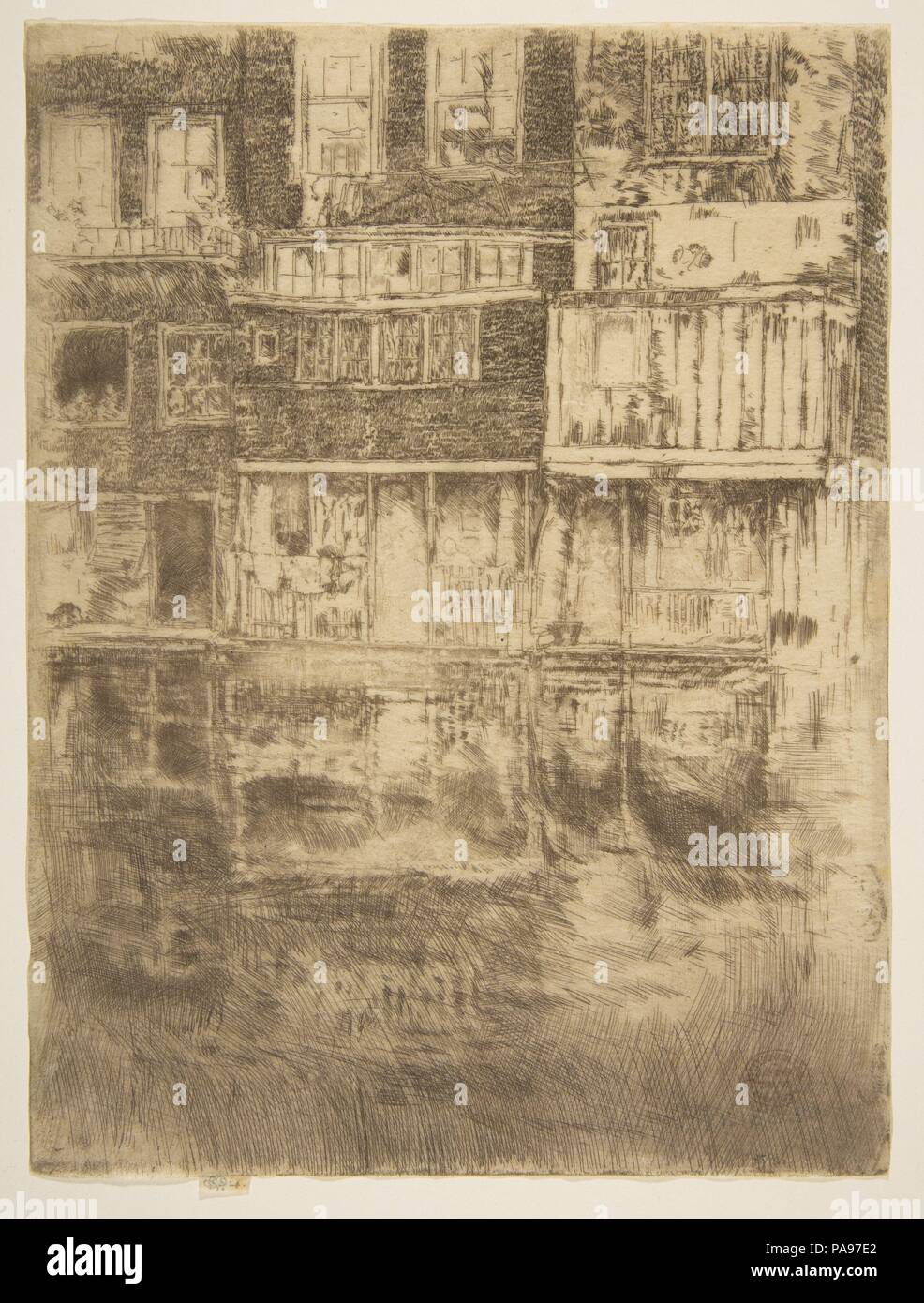 Casa quadrata, Amsterdam. Artista: James McNeill Whistler (American, Lowell Massachusetts 1834-1903 Londra). Dimensioni: Piastra: 9 × 6 13/16 in. (22,9 × 17,3 cm) foglio: 9. × 6 13/16 in. (22,9 × 17,3 cm). Data: 1889. Museo: Metropolitan Museum of Art di New York, Stati Uniti d'America. Foto Stock