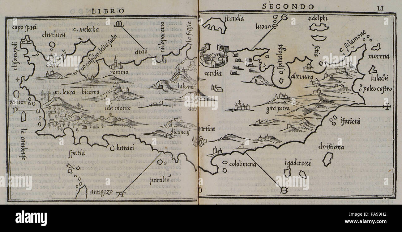 166 Mappa di Creta - Bordone Benedetto - 1547 Foto Stock