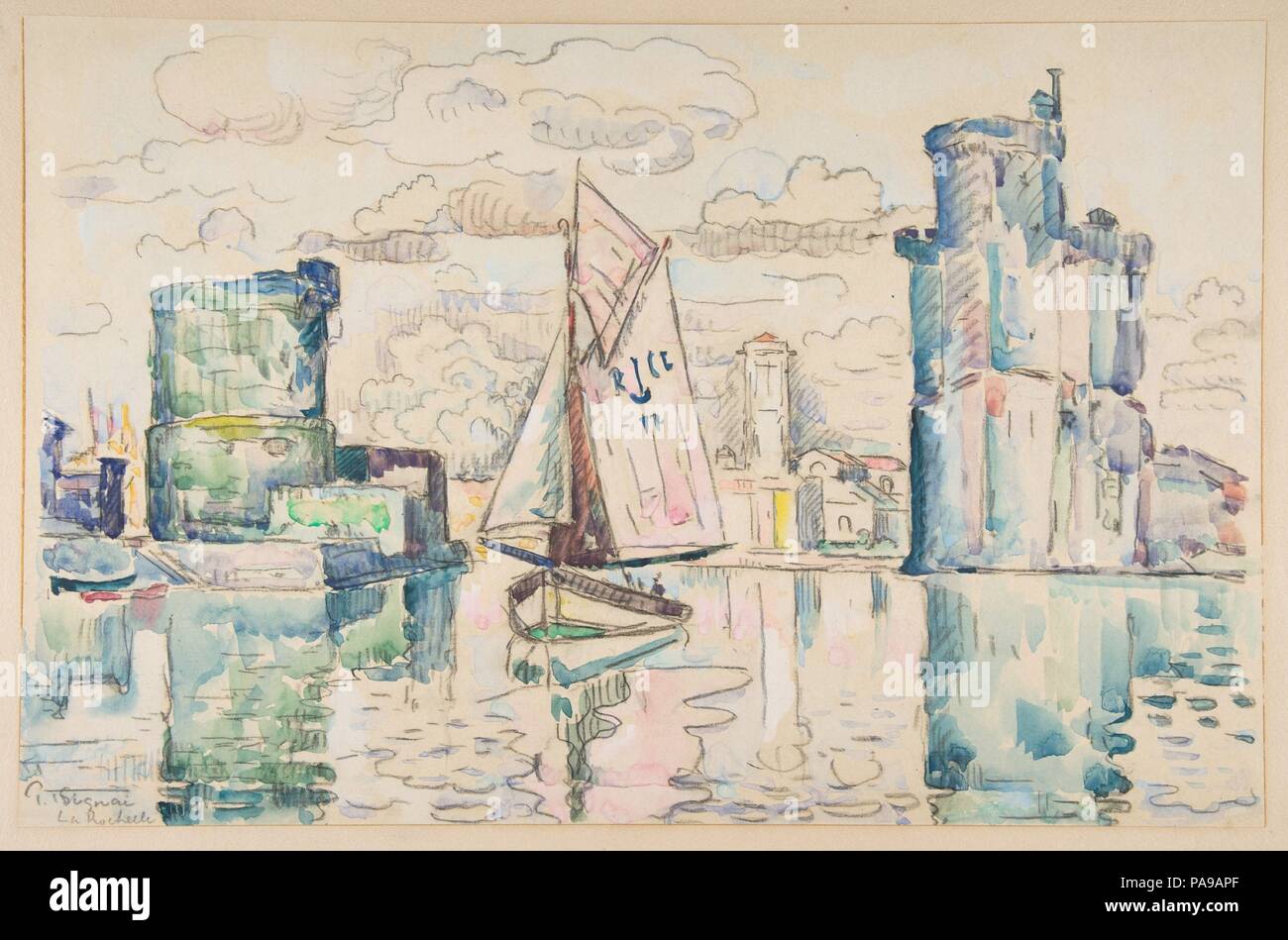 Ingresso al porto di La Rochelle. Artista: Paul Signac (francese, Parigi Parigi 1863-1935). Dimensioni: 10 3/4 x 16 3/8 in. (27,3 x 41,6 cm). Data: ca. 1920-28. Museo: Metropolitan Museum of Art di New York, Stati Uniti d'America. Foto Stock