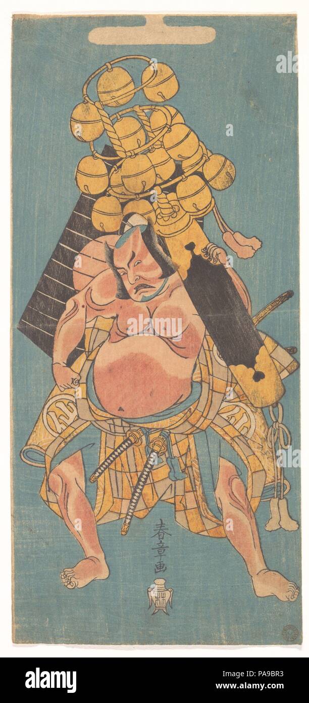La seconda Nakamura Sukegoro come un samurai che porta un Suzu. Artista: Katsukawa Shunsho (giapponese, 1726-1792). Cultura: il Giappone. Dimensioni: 12 5/8 x 5 13/16 in. (32,1 x 14,8 cm). Data: 1769 o 1770. Museo: Metropolitan Museum of Art di New York, Stati Uniti d'America. Foto Stock