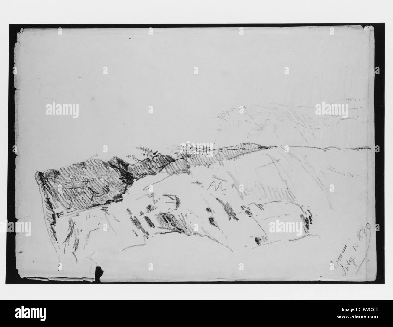 Il passo del Gemmi (da 'Splendide acquerelli di Montagna' Sketchbook). Artista: John Singer Sargent (American, Firenze 1856-1925 Londra). Dimensioni: 16 x 10 7/8 in. (40,6 x 27,6 cm). Data: Luglio 1, 1870. Museo: Metropolitan Museum of Art di New York, Stati Uniti d'America. Foto Stock