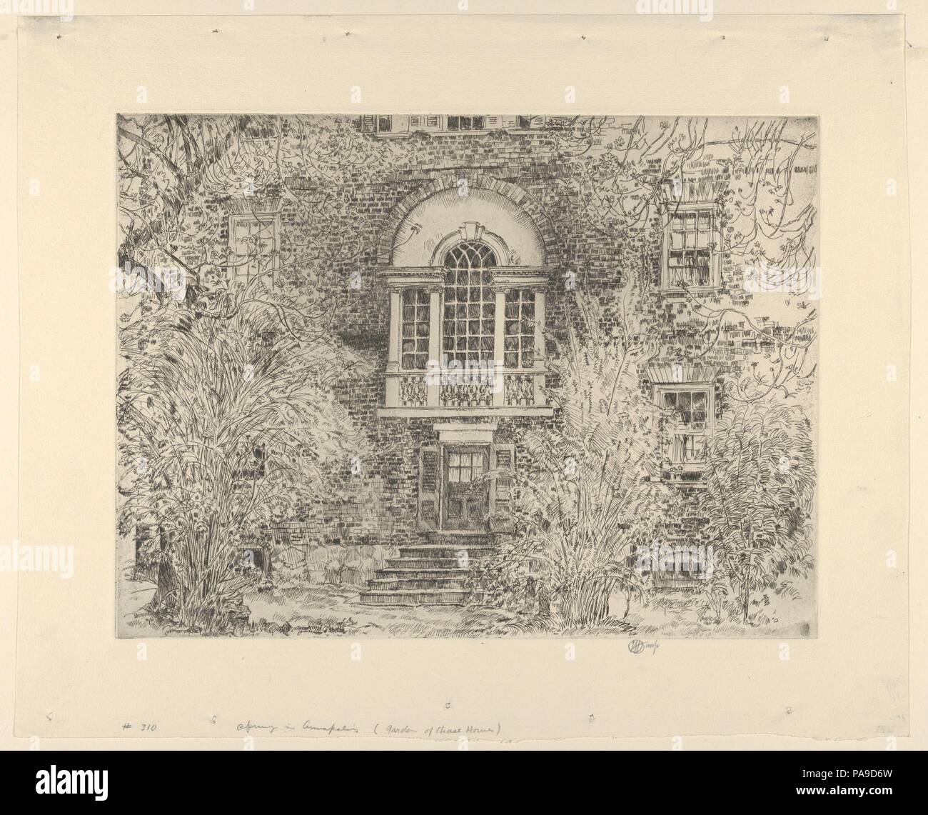 Molla in Annapolis, 1929 (Retro della Chase casa). Artista: bambino Hassam (American, Dorchester, Massachusetts 1859-1935 East Hampton, New York). Dimensioni: Piastra: 9 x 12 in. (22,8 x 30,5 cm) foglio: 12 5/16 x 15 5/16 in. (31,3 x 38,9 cm). Data: 1929. Museo: Metropolitan Museum of Art di New York, Stati Uniti d'America. Foto Stock