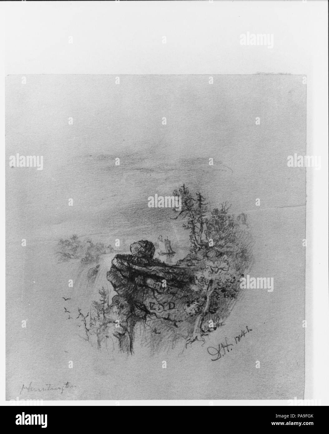 La fine (cordiera da McGuire Scrapbook). Artista: Daniel Huntington (American, New York 1816-1906 New York). Dimensioni: 5 11/16 x 5 3/16 in. (14,4 x 13,2 cm). Data: 1841. Museo: Metropolitan Museum of Art di New York, Stati Uniti d'America. Foto Stock