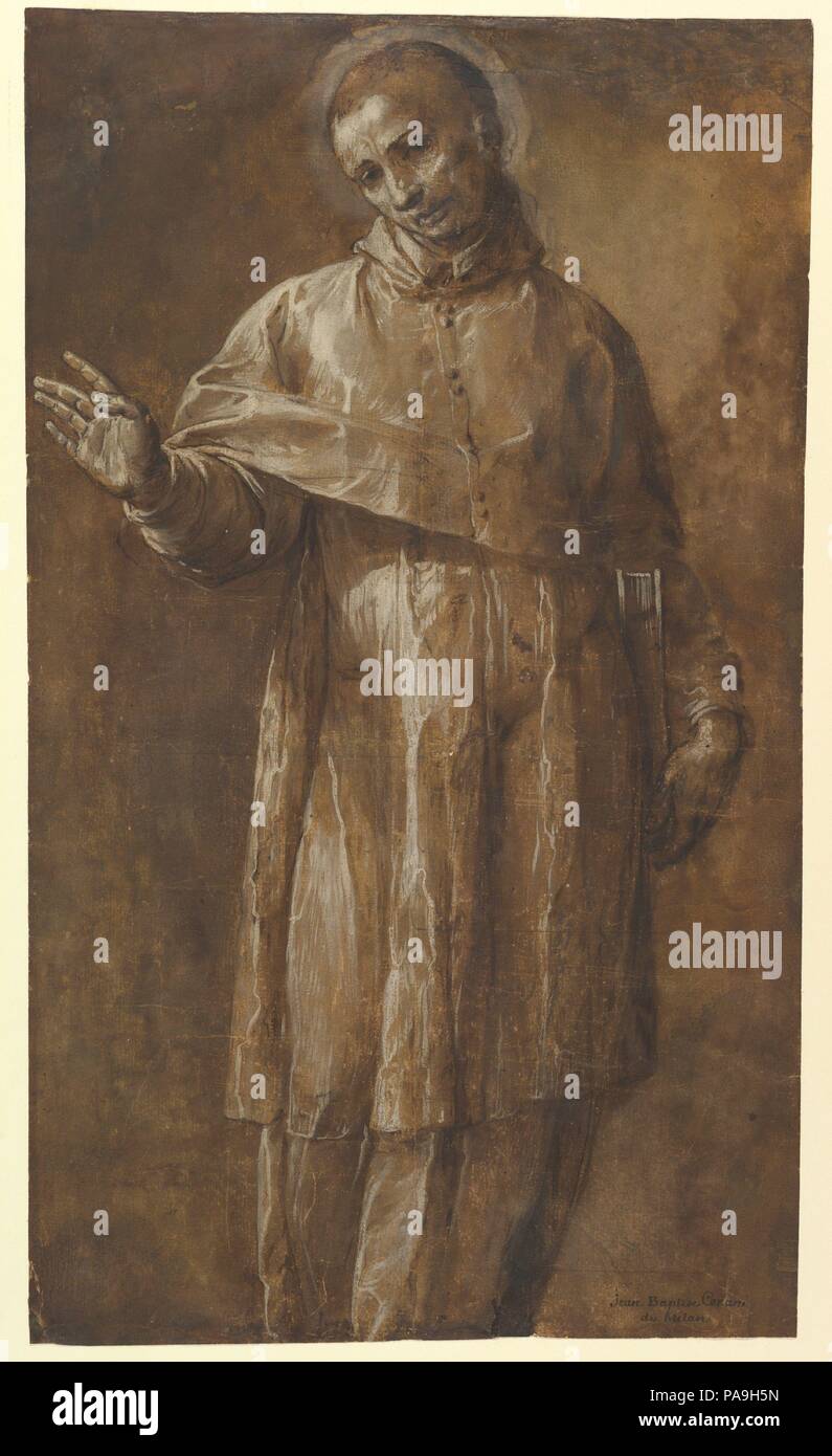 San Carlo Borromeo. Artista: Giovanni Battista Crespi ('Il Cerano") (italiano, Cerano (?) vicino a Novara ca. 1575-1632 Milano). Dimensioni: 18-1/8 x 10-9/16 in. (46,1 x 26,9 cm). Data: 1575-1662. Museo: Metropolitan Museum of Art di New York, Stati Uniti d'America. Foto Stock