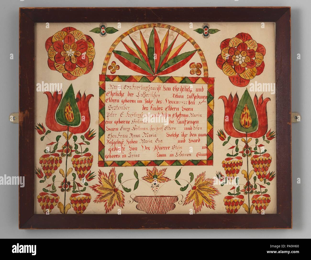 La nascita e il certificato di battesimo. Cultura: American. Dimensioni: 12 3/8 x 15 5/8 in. (31,4 x 39,7 cm). Data: 1822. Museo: Metropolitan Museum of Art di New York, Stati Uniti d'America. Foto Stock