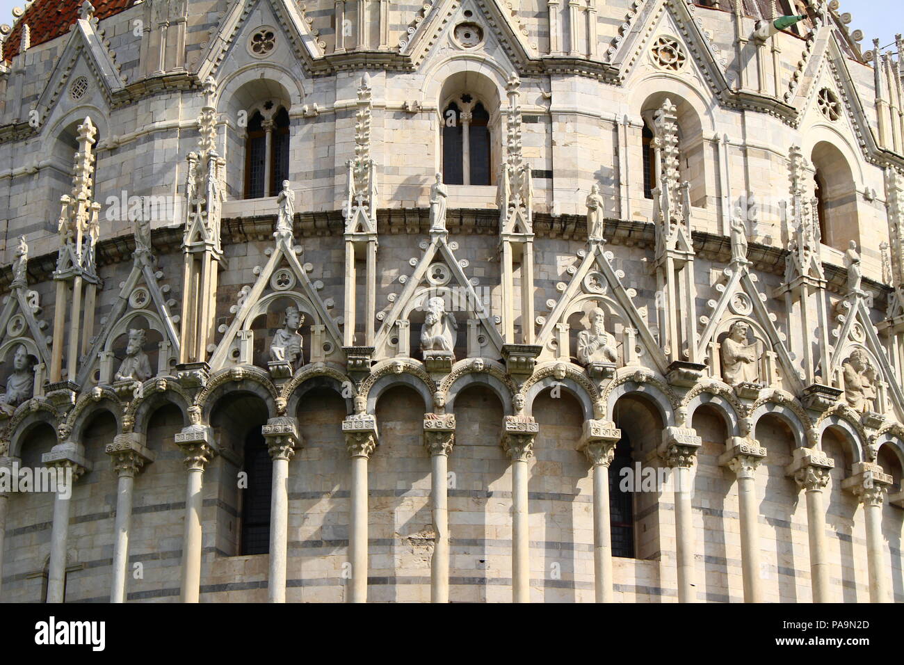 Foto dei dettagli del Battistero edificio in Pisa, Italia Foto Stock
