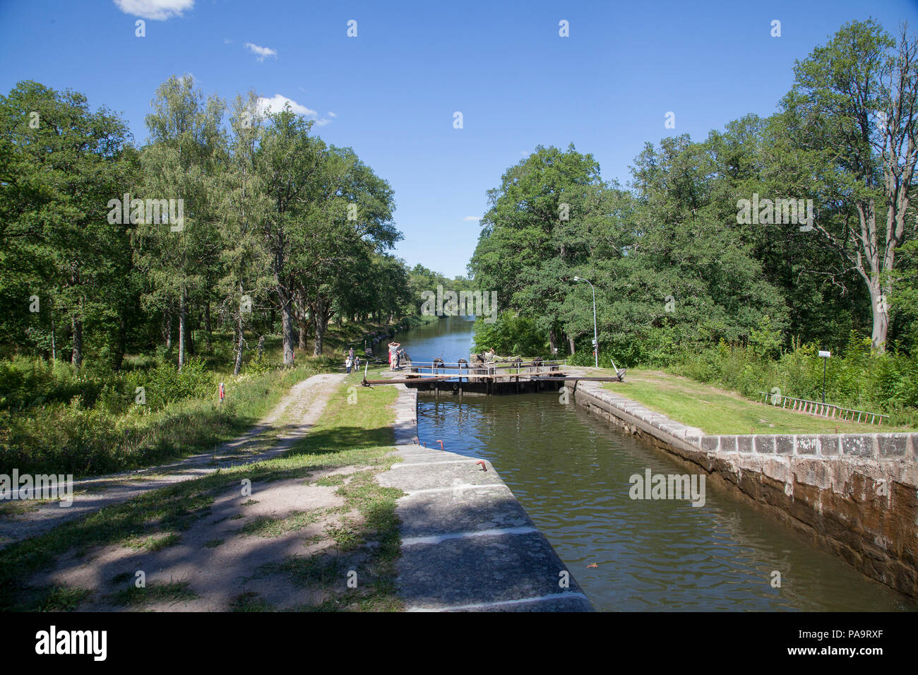 HJÄLMARE CANAL guarda al dock Foto Stock