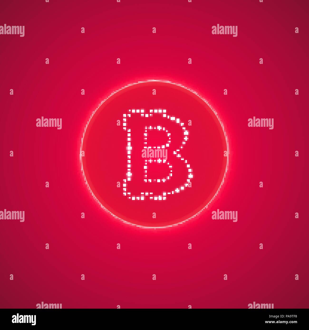 Abstract neon pink anello di energia con bitcoin su uno sfondo di colore rosa. Illustrazione Vettoriale
