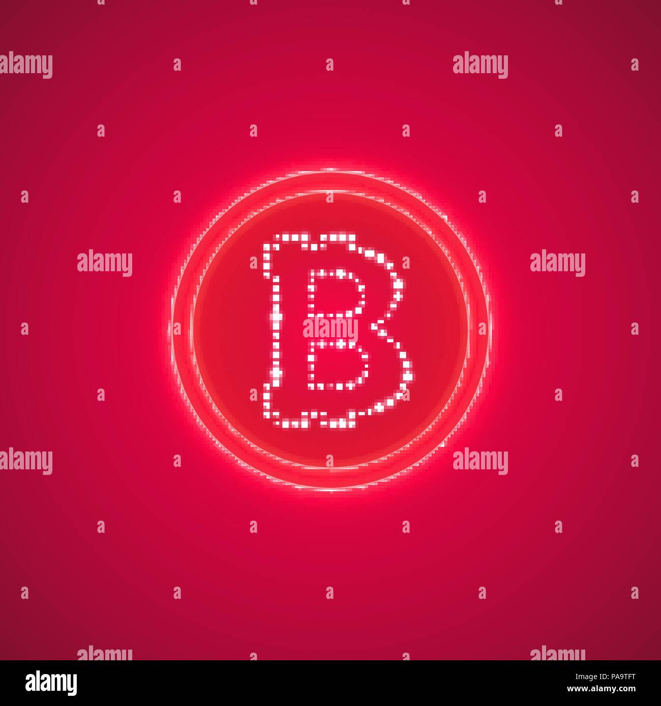 Abstract neon pink anello di energia con bitcoin su uno sfondo di colore rosa. Illustrazione Vettoriale