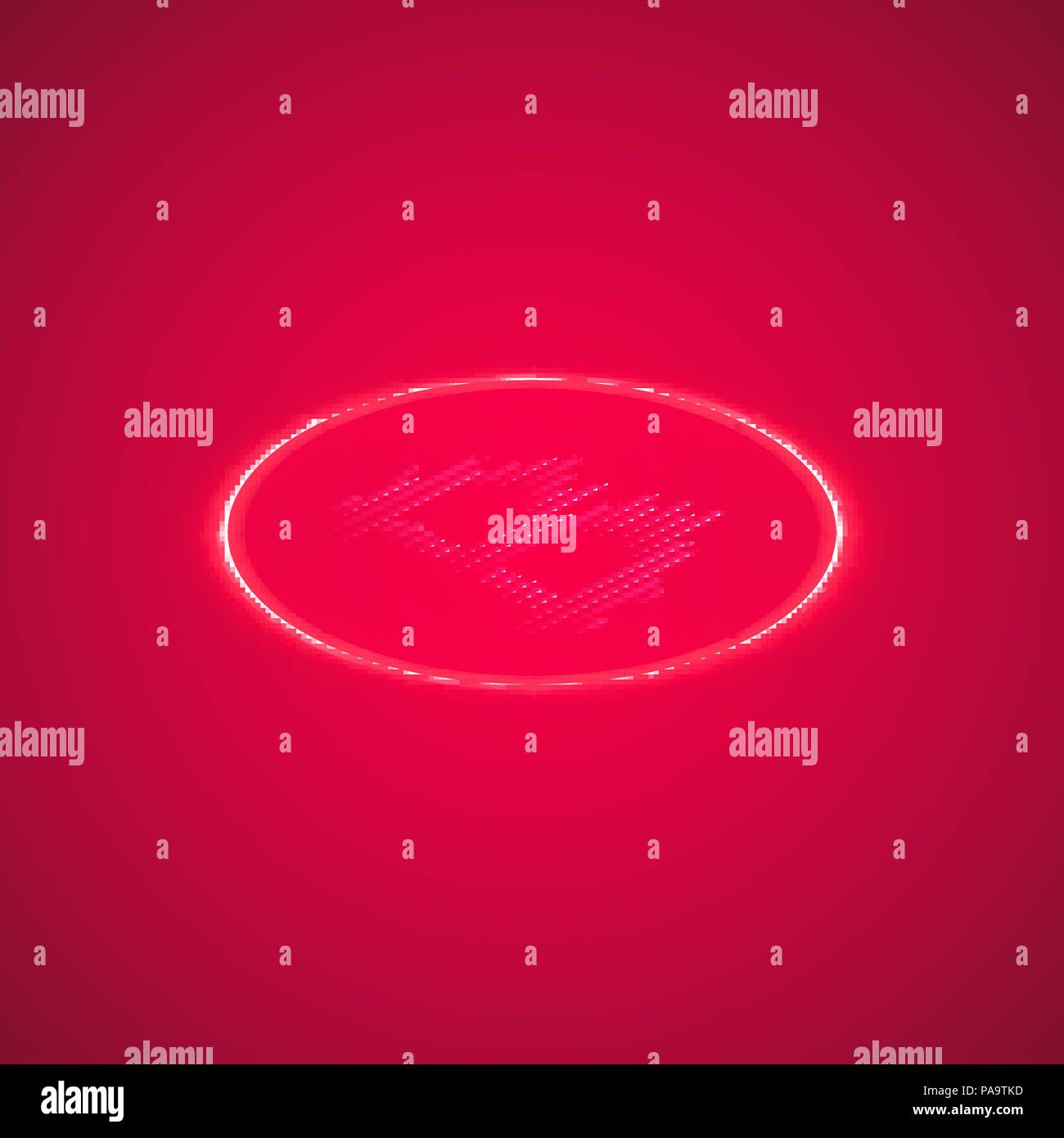 Abstract neon pink anello di energia con bitcoin su uno sfondo di colore rosa. Isometrico. Illustrazione Vettoriale