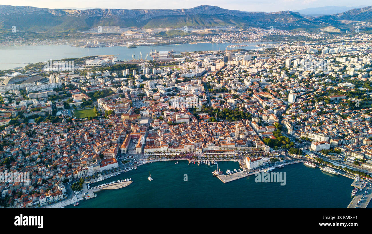 Antenna di Split, il centro storico di Spalato, Croazia Foto Stock