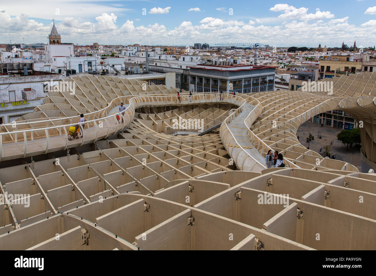 Las Setas de la Encarnación nel quartiere antico di Siviglia, progettato da Jürgen Mayer, costruita in legno tra il 2005 e il 2011. Foto Stock