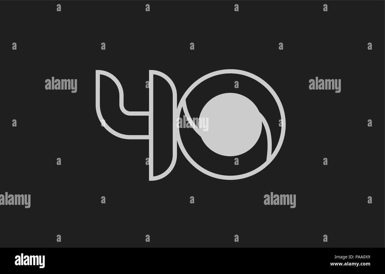 Bianco e nero numero 40 logo design adatto per una società o business Illustrazione Vettoriale