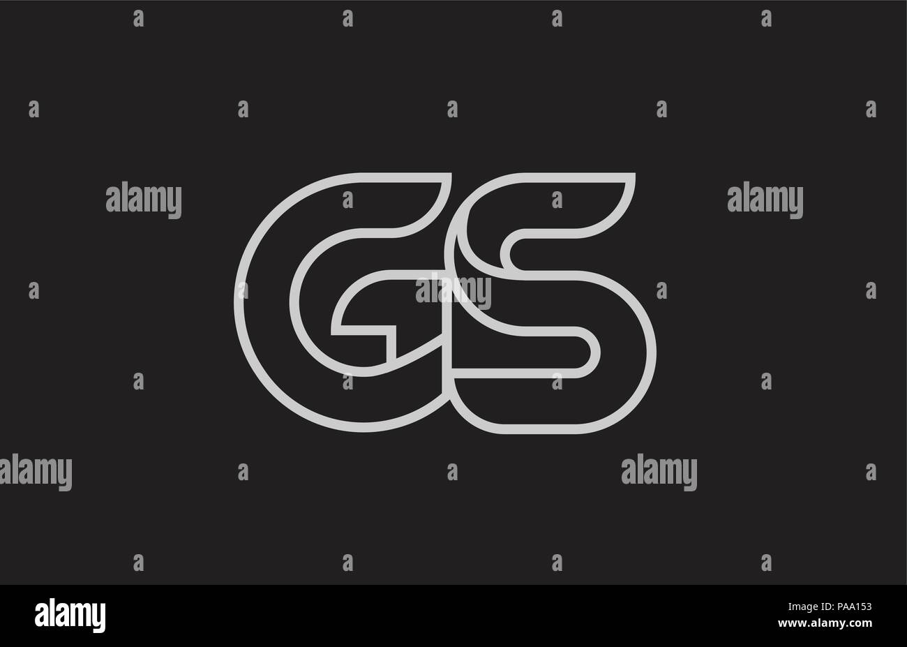 Bianco e nero lettera alfabeto gs g s combinazione di logo design adatto per una società o business Illustrazione Vettoriale