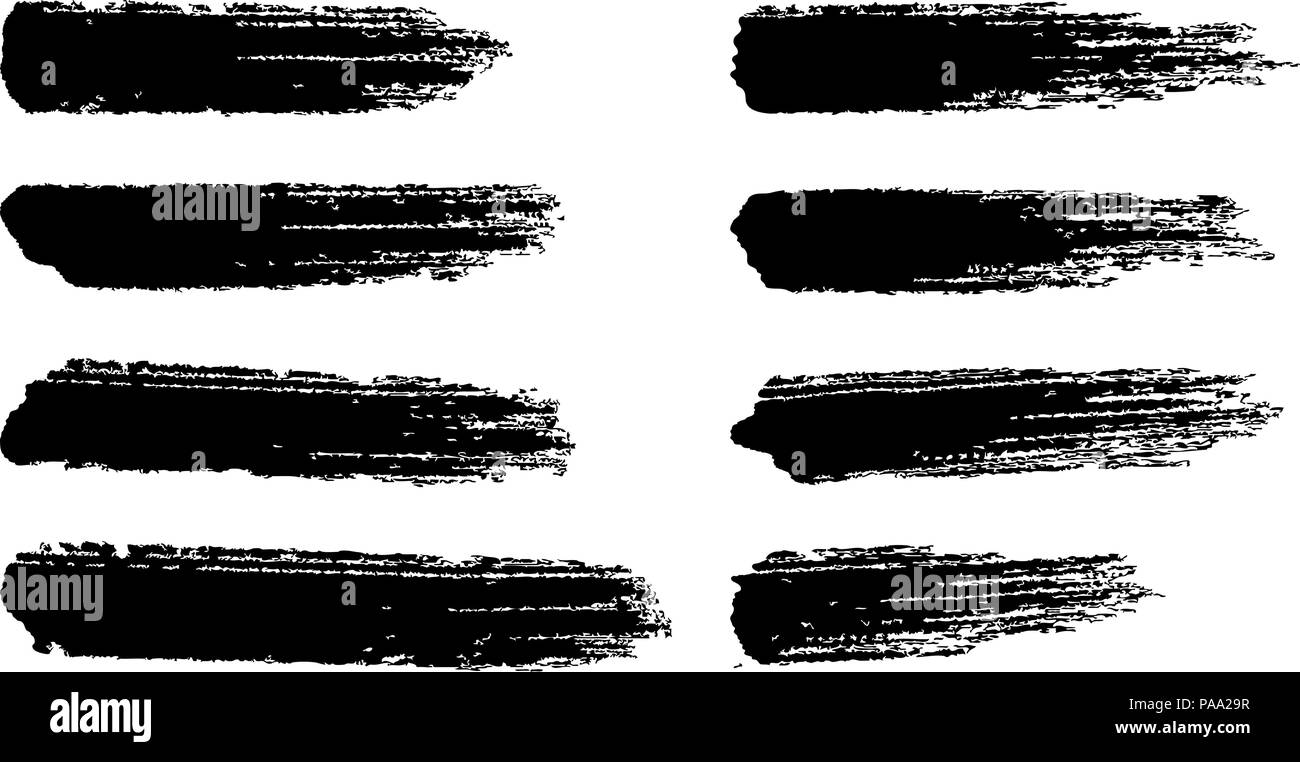 Il vettore i tratti di pennello per gli sfondi grunge. paint stroke texture nera isolati su sfondo bianco. inchiostro splash spazzole per banner illustra artistica Illustrazione Vettoriale