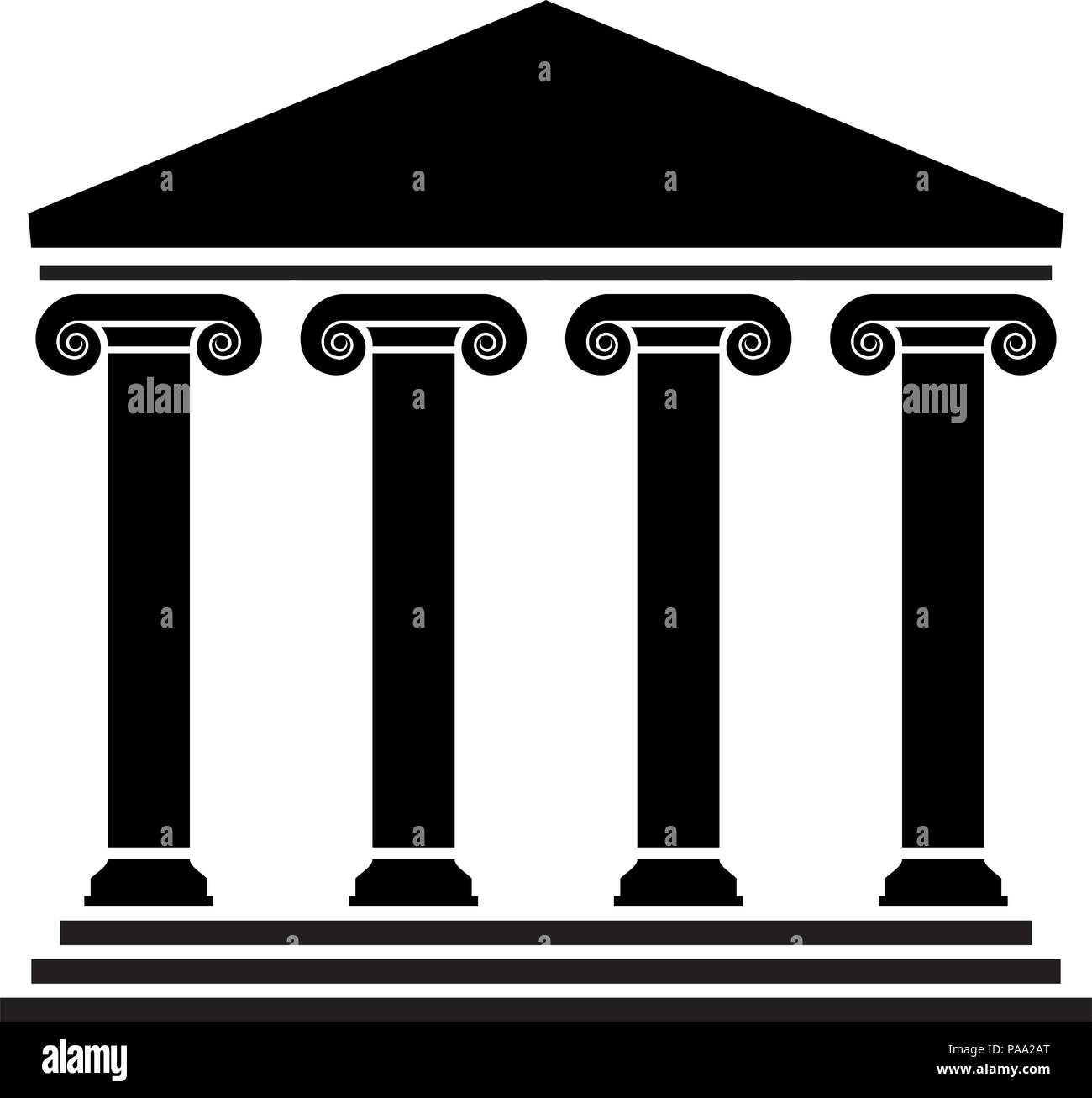 Vector antica architettura greca con colonne. in bianco e nero tempio romano edificio con pilastri. Il logo di greco parthenon o acropolis Illustrazione Vettoriale