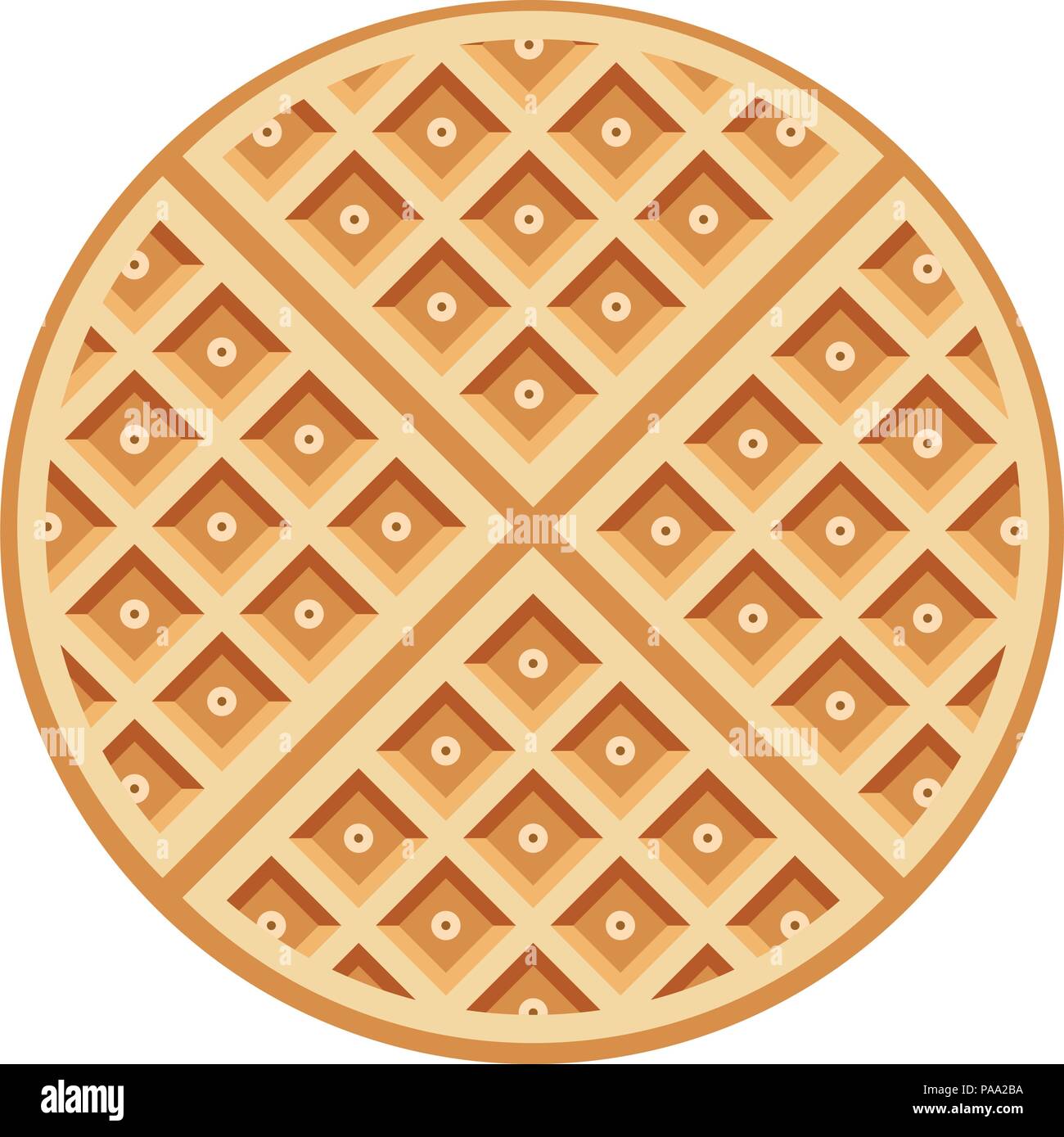 La prima colazione di vettore cialde isolati su sfondo bianco. Belgio round waffle come dolce cibo squisito concetto. vista superiore Illustrazione Vettoriale