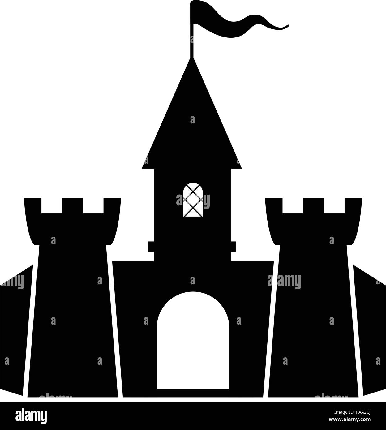 Vector fortress icona isolati su sfondo bianco. castello delle favole simbolo nero. castello medievale palazzo Illustrazione Vettoriale