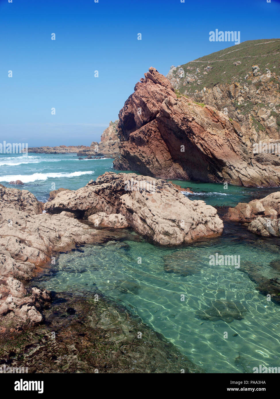 Paesaggi costieri in Galizia, a nord ovest della Spagna Foto Stock