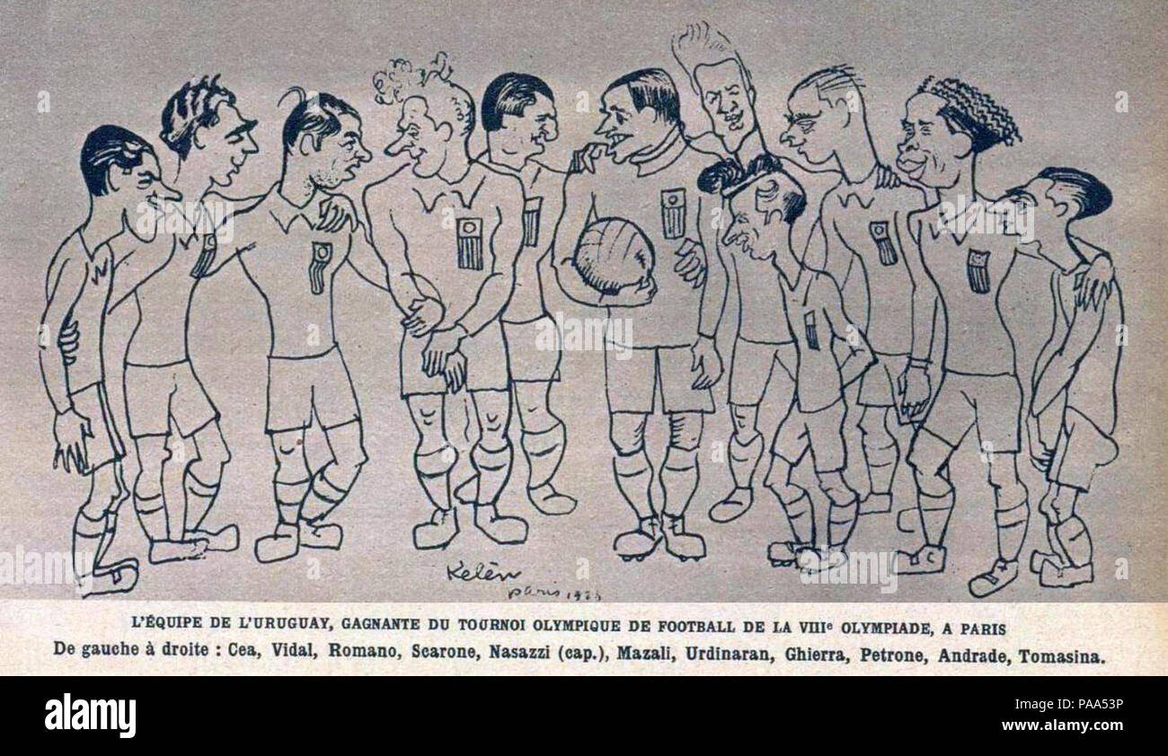 151 L'équipe d'Uruguay Championne olympique de football en 1924 à Colombes (Parigi) Foto Stock