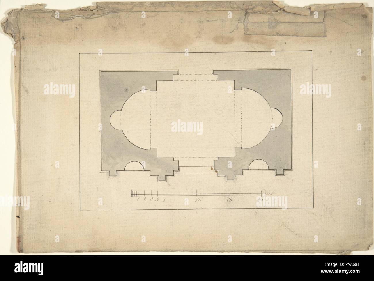 Piano per il padiglione del giardino. Artista: Dopo Robert Morris (British, Twickenham, Surrey ca. 1701-1754 Londra). Dimensioni: foglio: 8 7/8 x 6 1/8 in. (22,6 x 15,6 cm). Data: inizio alla metà del XVIII secolo. Museo: Metropolitan Museum of Art di New York, Stati Uniti d'America. Foto Stock