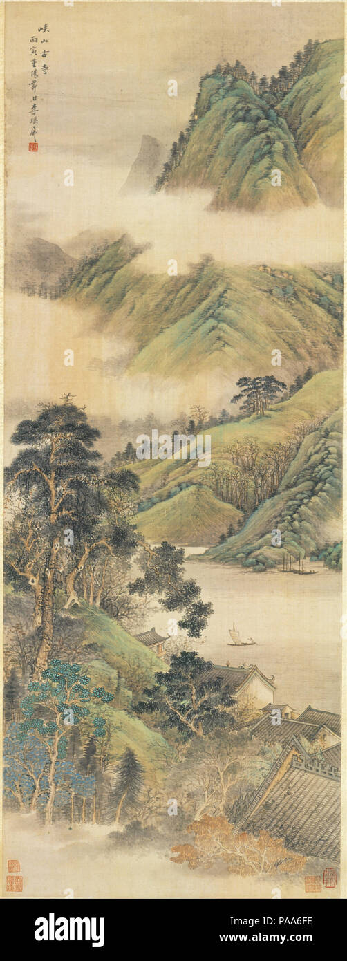 158 Li Yaoping - Antico tempio tra monti e valli - Foto Stock