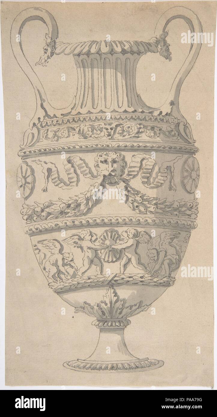 Disegno di un URN. Artista: Anonimo, francese del XVIII secolo. Dimensioni: 9 7/16 x 5 1/8 in. (23,9 x 13 cm). Data: XVIII secolo. Museo: Metropolitan Museum of Art di New York, Stati Uniti d'America. Foto Stock