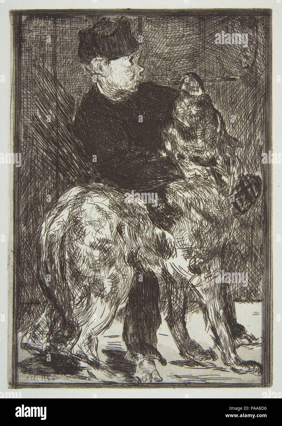 Ragazzo e cane. Artista: Édouard Manet (francese, Parigi Parigi 1832-1883). Dimensioni: piastra: 8 x 5 9/16a. (20,3 x 14,1 cm) foglio: 14 1/2 x 9 1/2 in. (36,8 x 24.1cm). Serie/Portfolio: Strölin edizione del 1905. Data: 1862. Museo: Metropolitan Museum of Art di New York, Stati Uniti d'America. Foto Stock
