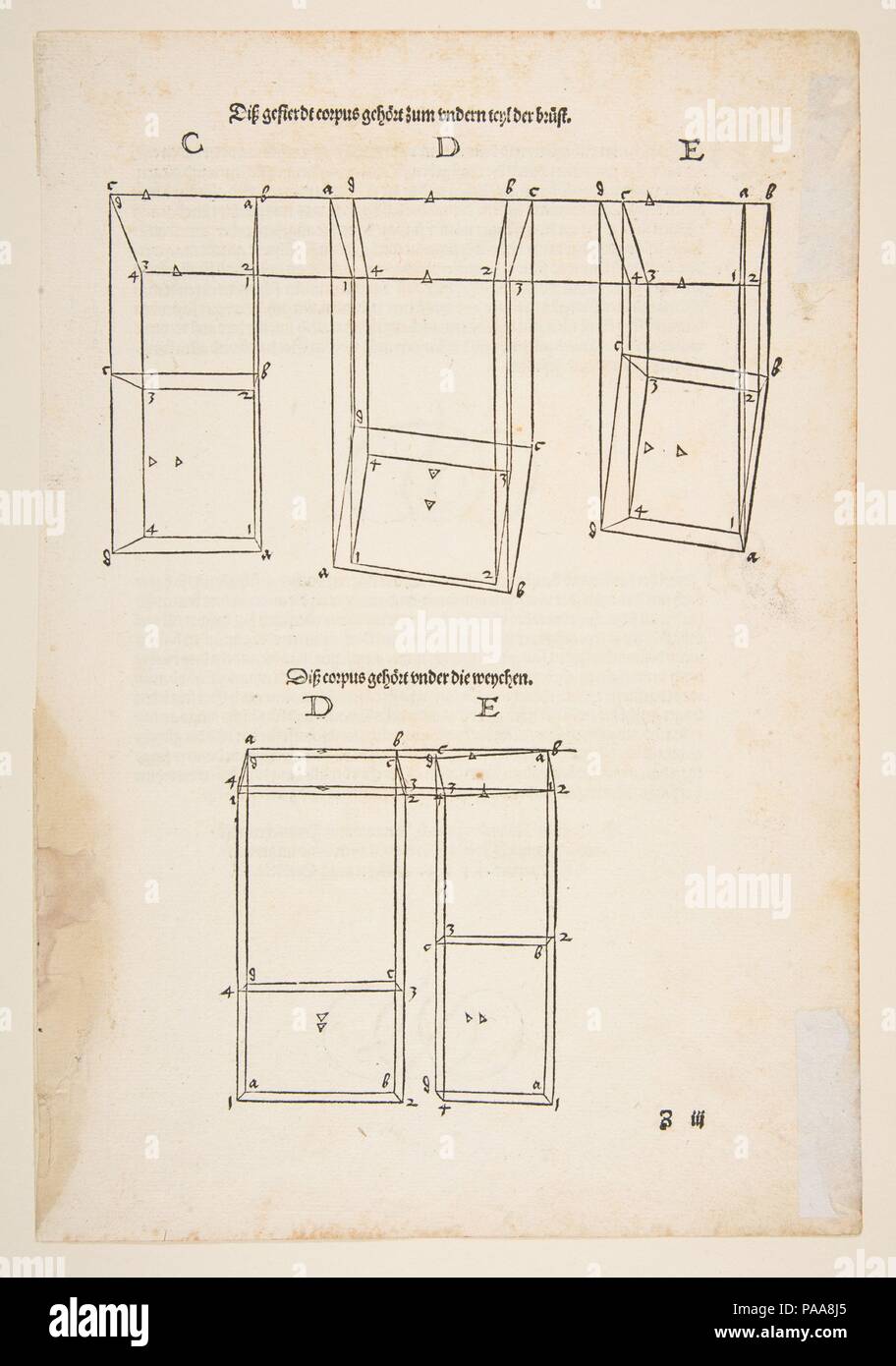 Illustrazione da Dürers Vier Bucher von Menslicher proporzione, Norimberga, 1528. Artista: Albrecht Dürer (Tedesco, 1471-1528 Norimberga Norimberga). Data: n.d.. Museo: Metropolitan Museum of Art di New York, Stati Uniti d'America. Foto Stock