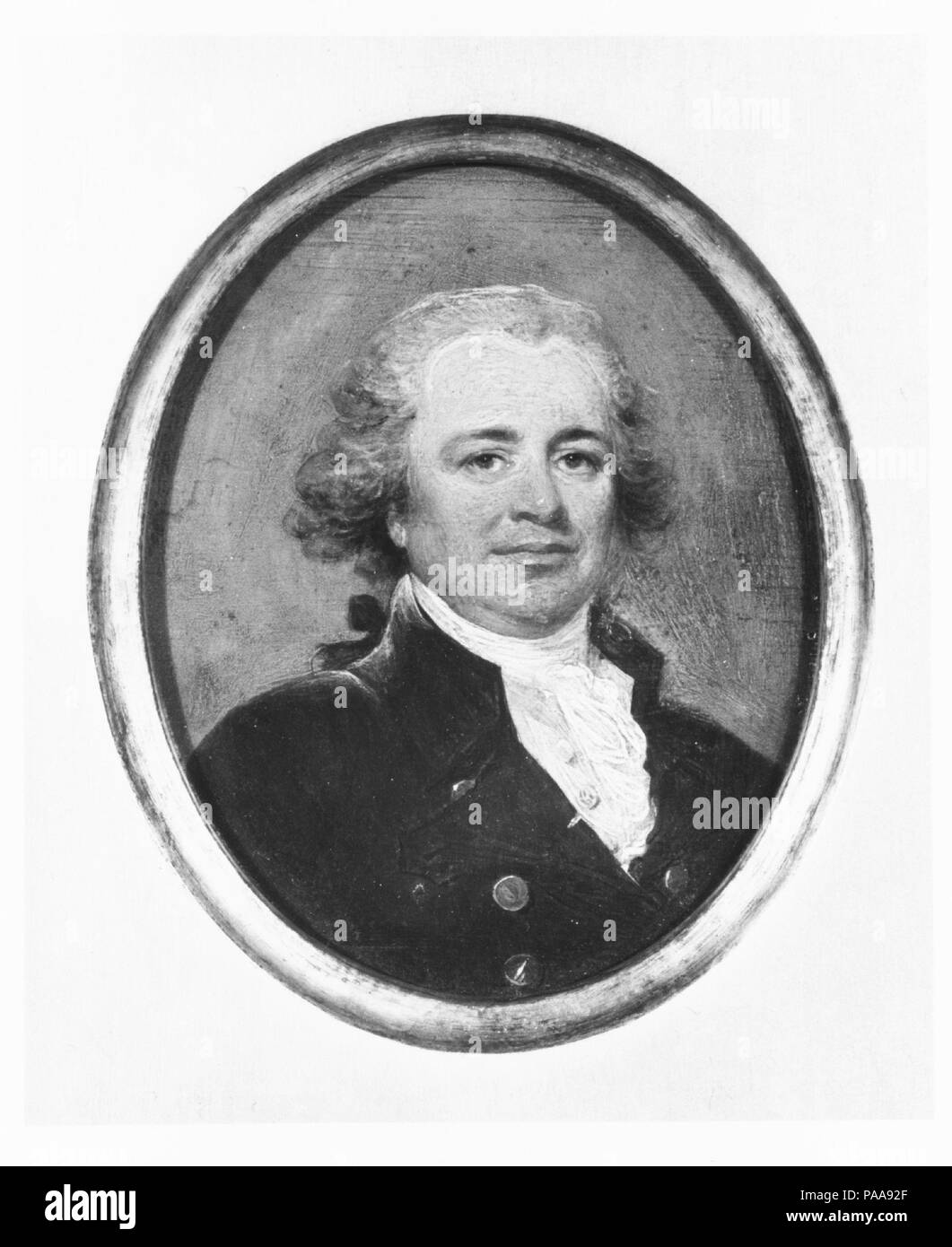 Thomas Mifflin. Artista: John Trumbull (American, Libano, Connecticut 1756-1843 New York). Dimensioni: 3 1/2 x 2 13/16 in. (8,9 x 7,1 cm) (vista). Data: ca. 1790. Uno dei principali uomini in Pennsylvania coloniale, Thomas Mifflin (1744-1800) più tardi divenne governatore dello stato e da un membro della legislatura. Durante la guerra rivoluzionaria, ha servito con Trumbull come aiutante di campo del generale George Washington. Trumbull dipinto questo ritratto in miniatura allo stesso tempo come il quasi identico esempio nella collezione di Yale University Art Gallery. Trumbull utilizzati i ritratti in miniatura per depicti Foto Stock